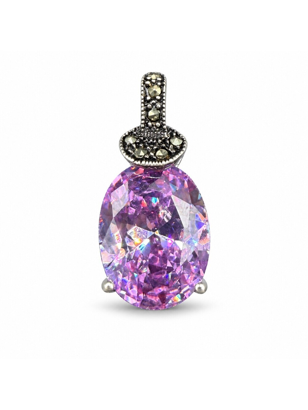 Victoria Townsend DBJ 925 Silver Purple CZ Marcasite Pendant 6.45g